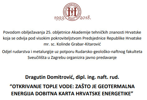 Poziv na predavanje Dragutina Domitrovića, dipl. ing.