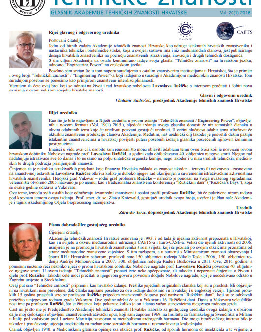 „Tehničke znanosti“ Vol. 20(1) 2016