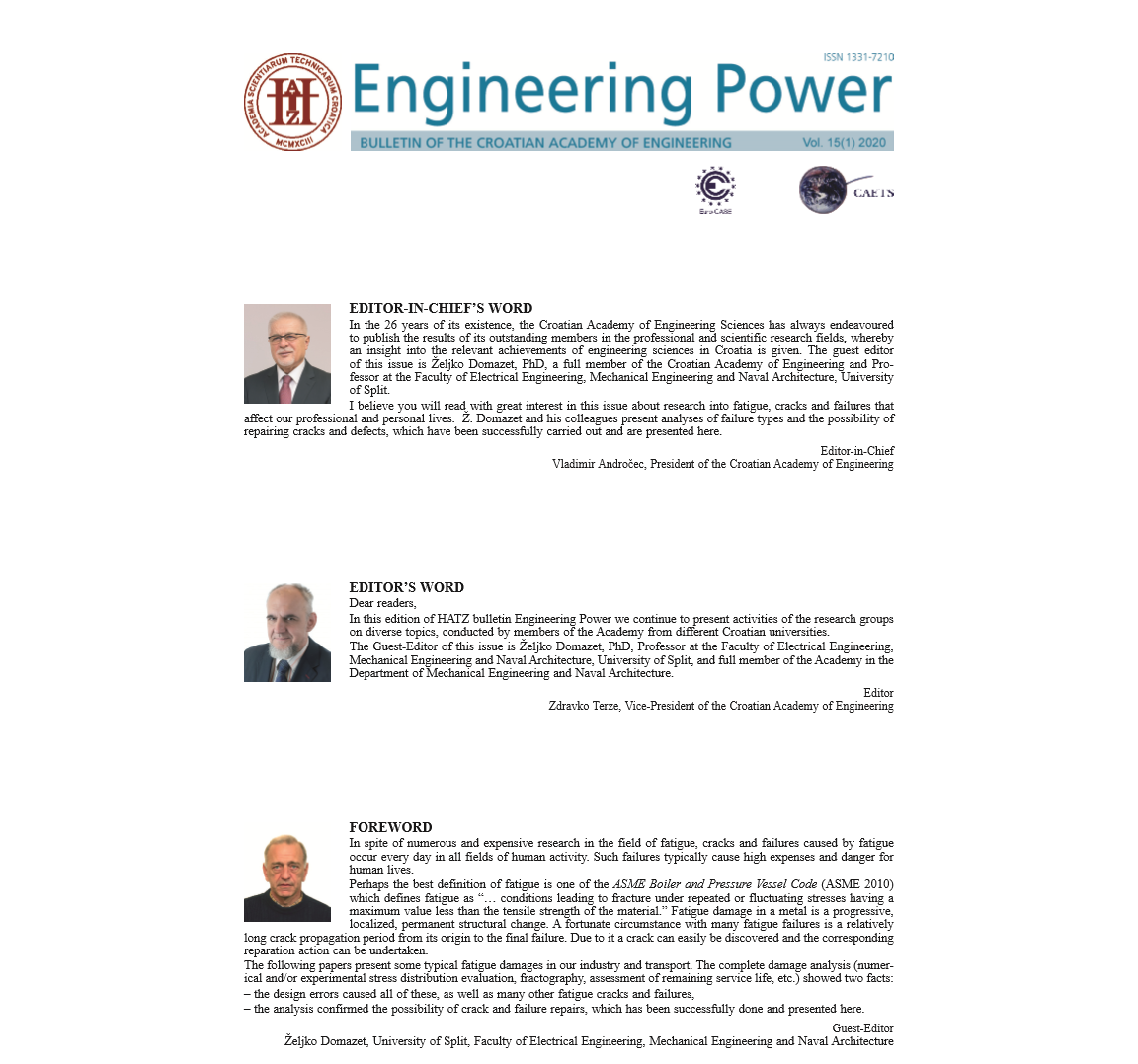 “Engineering Power” Vol. 15(1) 2020