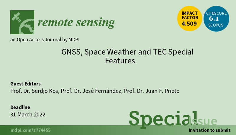 prof. dr. sc. Serđo Kos – Special Issue “GNSS, Space Weather and TEC Special Features”