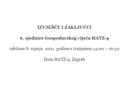 Izvješće i zaključci 6. sjednice Gospodarskog vijeća