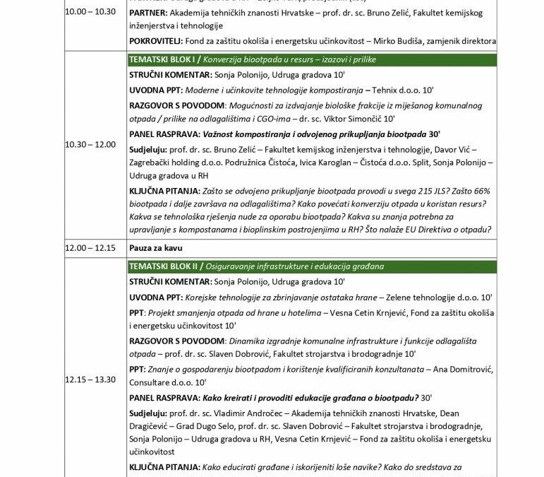 KONFERENCIJA BIOOTPAD I KOMPOSTIRANJE: Kako riješiti problem biootpada? (20.12.2022., Zagreb)