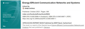 Izv. prof. dr. sc. Josip Lörincz – MDPI Book Reprint: Energy-efficient communication networks and systems