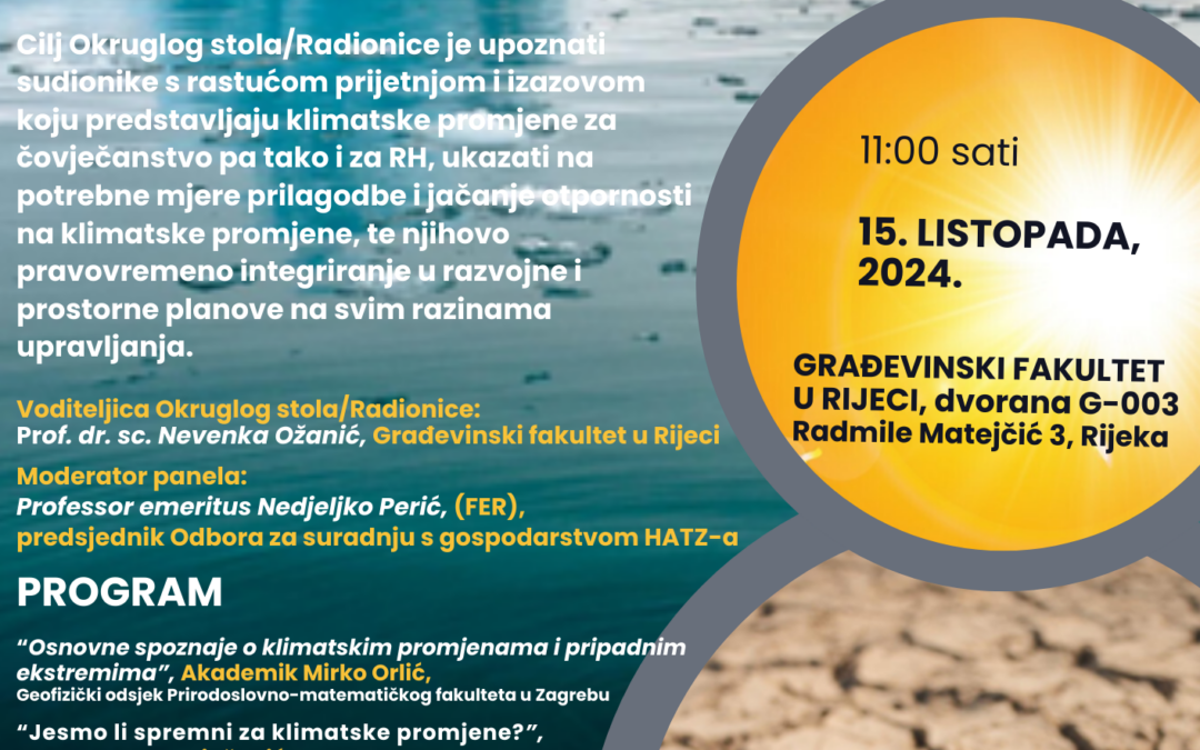 Okrugli stol/Radionica “Klimatske promjene i njihov utjecaj na gospodarstvo”, 15.10.2024.